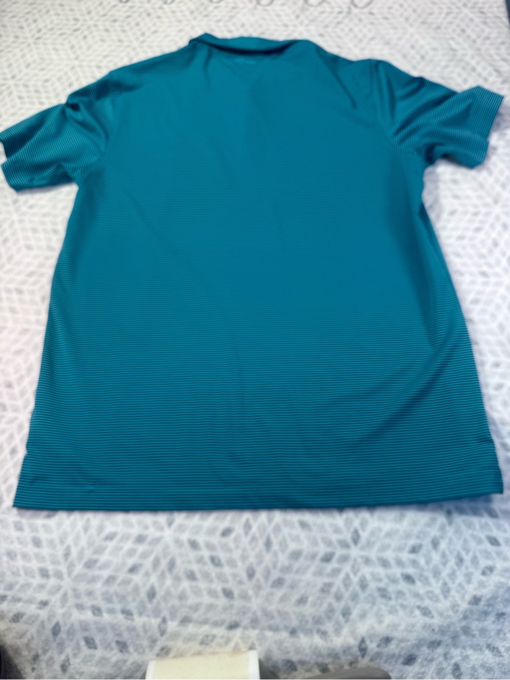 adiPure by Adidas Men’s Golf Polo Medium Blue Green Stripe Performance Shirt - Picture 10 of 11